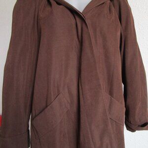 Brown Gallery overcoat. Hood w zip in lining. Petite size 6.